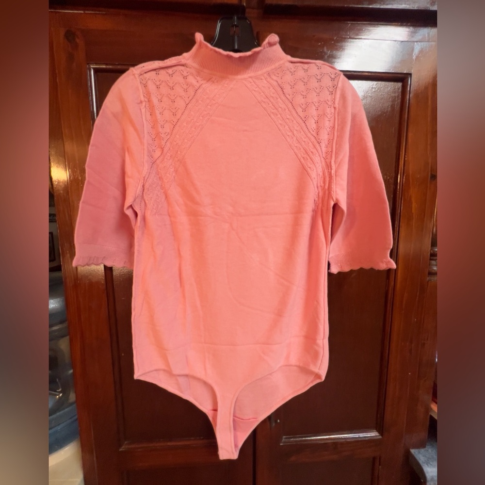 Women’s size L brand is free people pink winter warmer solid sweater bodysuit